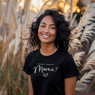 Camiseta Script de Mamãe de Nomes de Crianças Personalizado