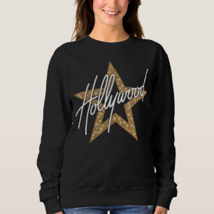 Camiseta Script de Mão Branca de Hollywood com Estrela