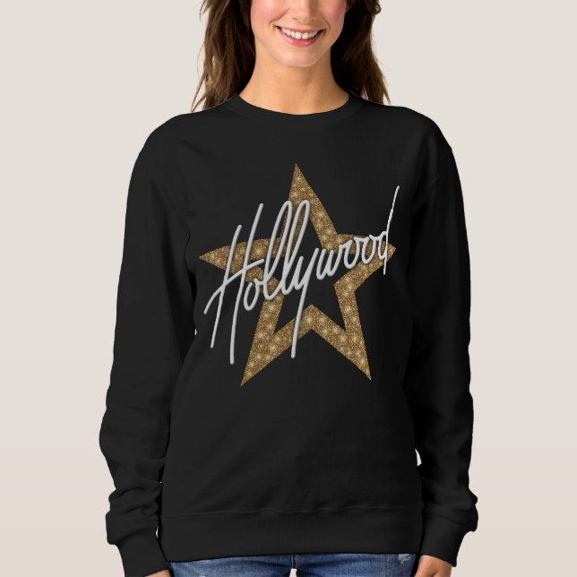 Camiseta Script de Mão Branca de Hollywood com Estrela (Frente)