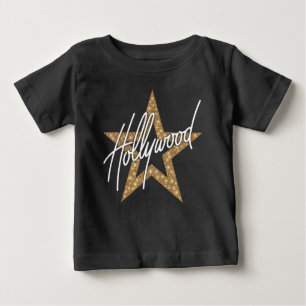 Camiseta Script de Mão Branca de Hollywood com Estrela