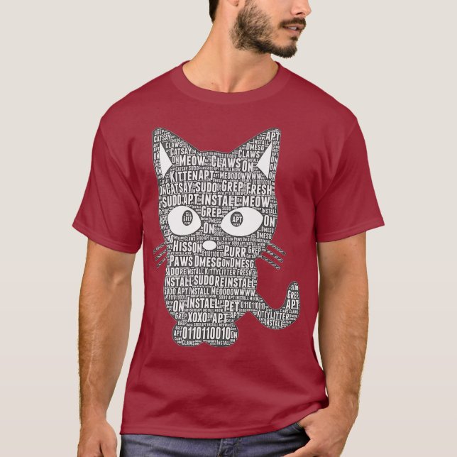 Camiseta Script do Gatinho Linu by MCMA sudo apto get meow (Frente)