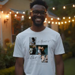 Camiseta Script do Melhor Pai Nunca | Fotomia Familiar<br><div class="desc">Envie um belo presente de dia de os pais personalizado para o seu pai que ele apreciará. Colagem especial de fotos personalizadas da família de dias de os pais para mostrar suas fotos e memórias especiais da família. Nosso design apresenta um simples design de grade de colagem de 4 fotos...</div>