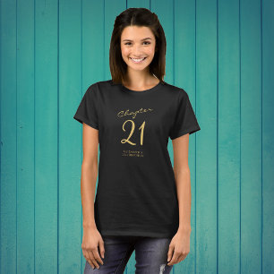 Camiseta Script Dourado de Partido aniversário de 21 anos