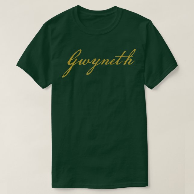 Camiseta Script Dourado de Tipografia Gwyneth (Frente do Design)