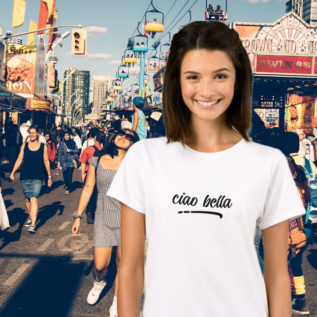 Camiseta Script Elegante Italiano Ciao Bella (Criador carregado)