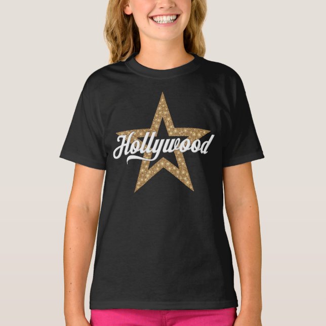 Camiseta Script Hollywood com Camisa-T Star (Tipo Branco) (Frente)