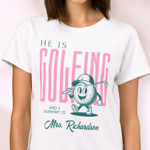 Camiseta Script Personalizado Retro Sra Rosa Esposa de Golf
