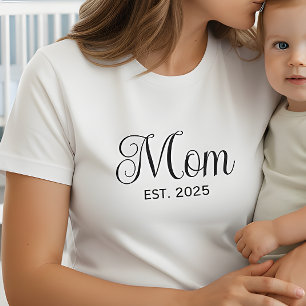 Camiseta Script Preto Estabelecido Mãe