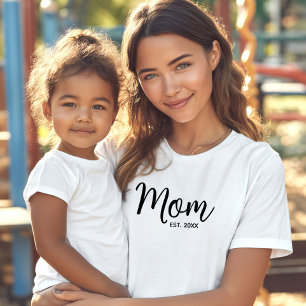 Camiseta Script Preto Mãe Estabelecido Data Mínima Negrito