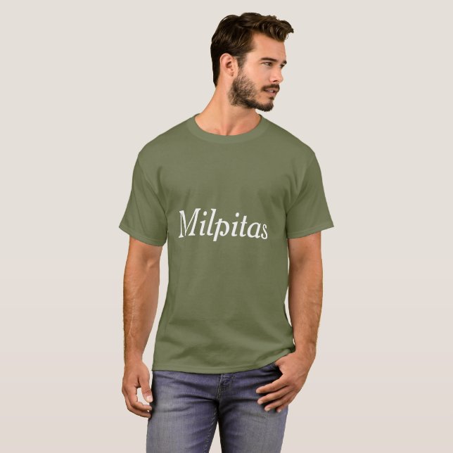 Camiseta Script simples da cidade de Milpitas (Frente Completa)