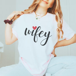 Camiseta Script simples Recem casados Wifey Modern Elegant