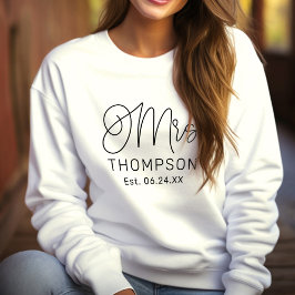 Camiseta Script Sra Monograma Sobrenome Noiva