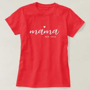 Camiseta Scripts Elegante da Mamã Data Estabelecida Nova Mã