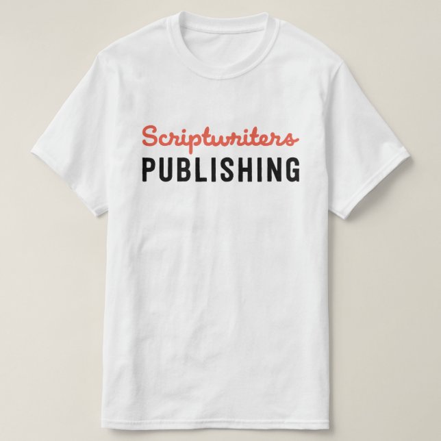 Camiseta Scriptwriters que publicam Tshirt alaranjado/preto (Frente do Design)