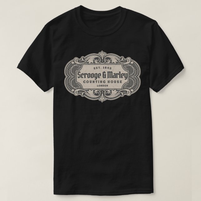 Camiseta Scrooge Marley Counting House London Est 1843 (Frente do Design)
