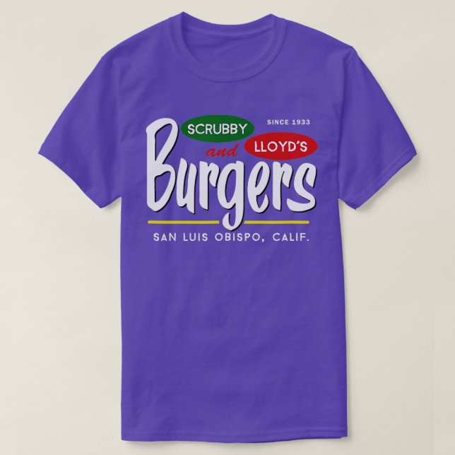 Camiseta Scrubby Lloyds Burgers San Luis Obispo California (Frente do Design)