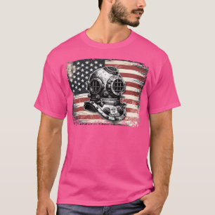 Camiseta Scuba Dive Helmet American Flag Funny Scuba Diving