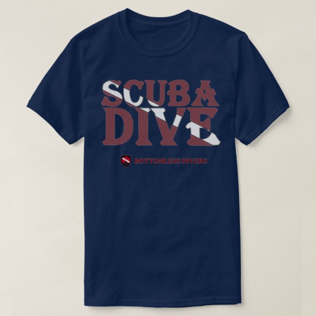 Camiseta Scuba Dive Pocket Letters com Sinalizador vermelho (Frente do Design)