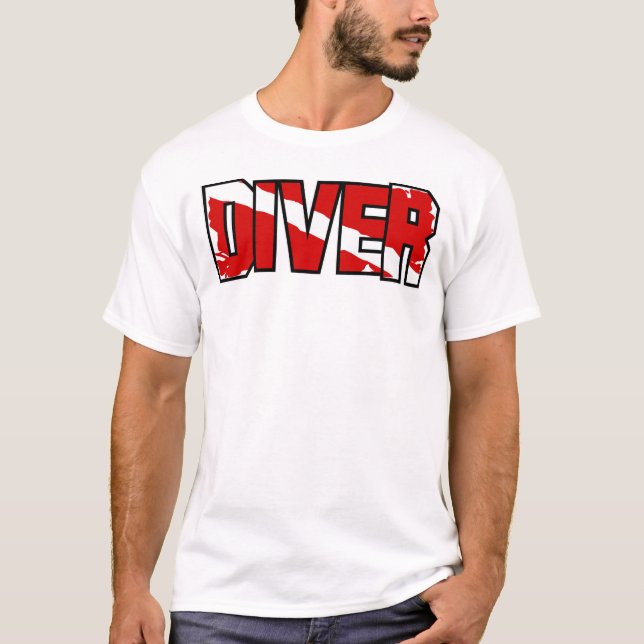Camiseta Scuba Diver Down Flag Weathered (Frente)