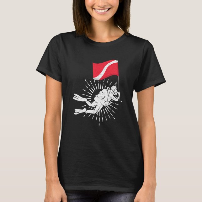 Camiseta Scuba Diver Flag Oceano Nadando Submarino (Frente)