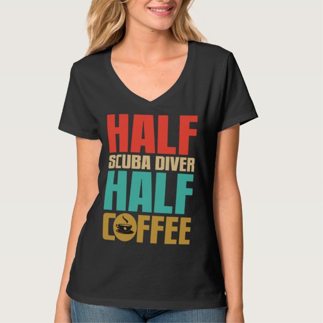 Camiseta Scuba Diver   For Coffee (Frente)