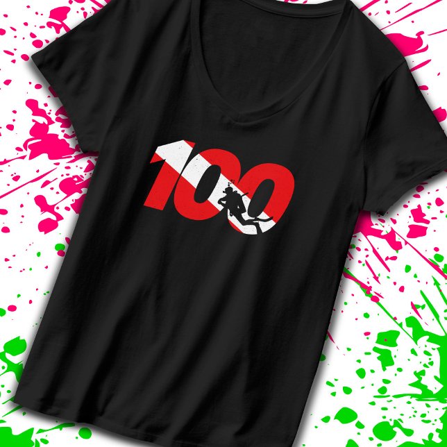 Camiseta Scuba Diver Gift 100th Dive Scuba Diving Milestone (Criador carregado)