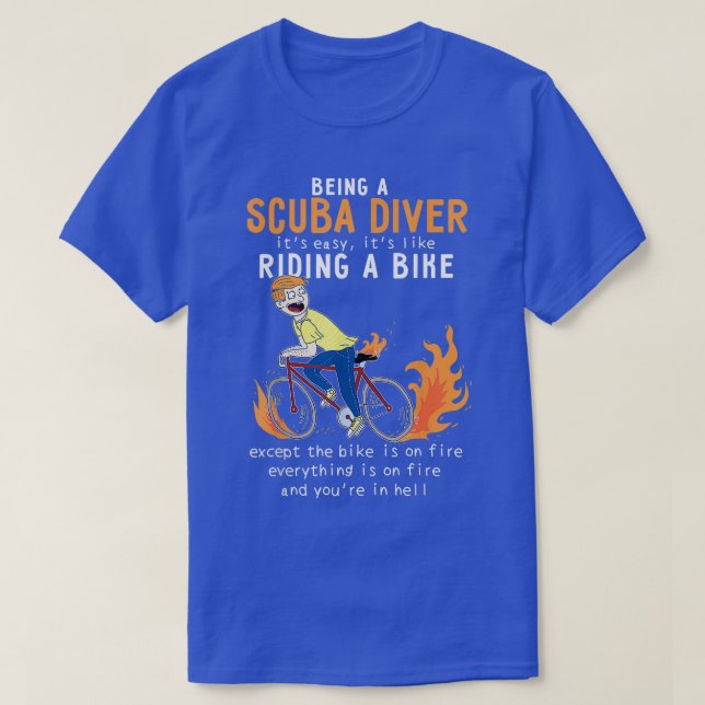 Camiseta Scuba Diver Gosta De Andar De bicicleta Engraçado (Frente do Design)