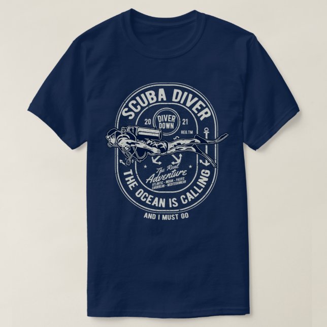 Camiseta SCUBA Diver I Must Go (Frente do Design)