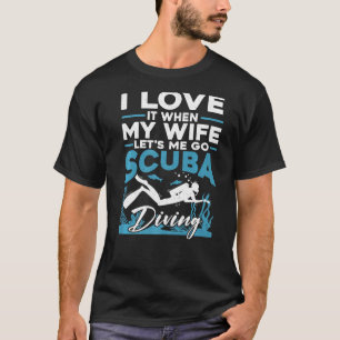 Camiseta Scuba Diver Minha Esposa Deixe-Me Ir Mergulhar Scu