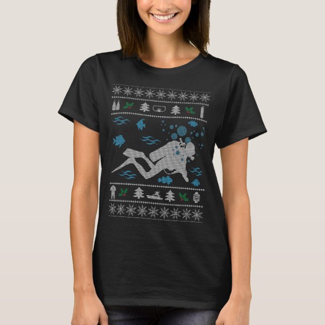 Camiseta Scuba Diver Ugly Christmas Sweater (Frente)