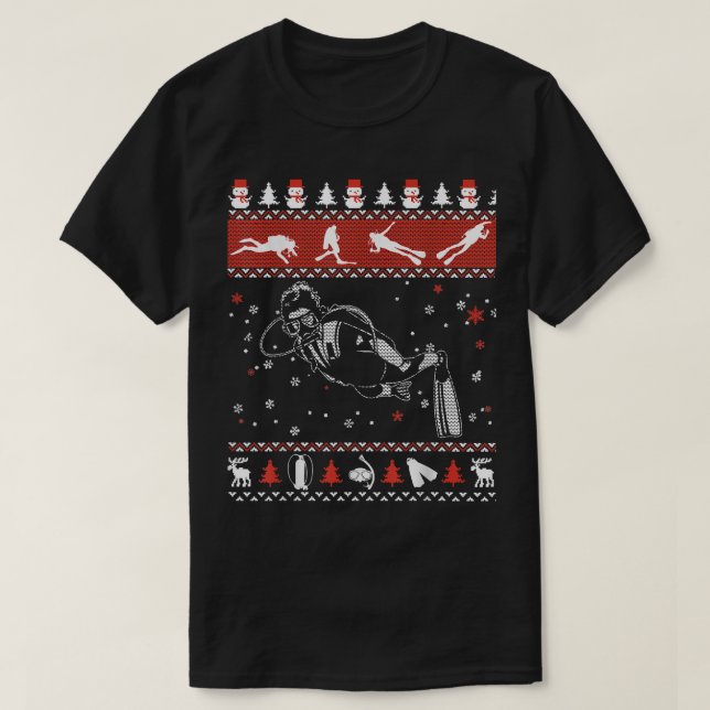 Camiseta Scuba Diver Ugly Christmas Sweater (Frente do Design)