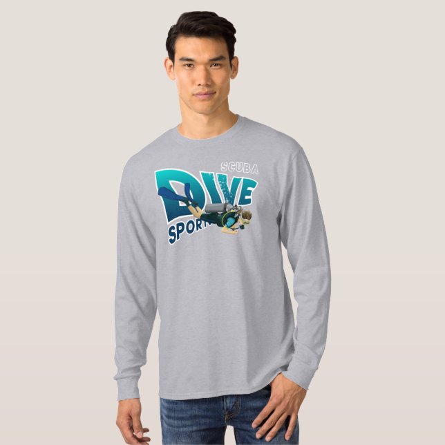 Camiseta Scuba Diving | Capa longa masculina (Frente Completa)