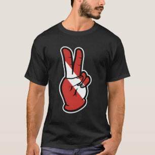 Camiseta Scuba Diving Gear Love Peace And Dive Flag Scuba D