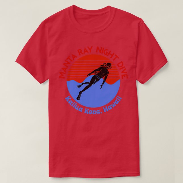 Camiseta Scuba Diving Manta Ray Night Dive (Frente do Design)