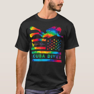 Camiseta Scuba Diving Scuba Diver American Flag Tie Dye Oce