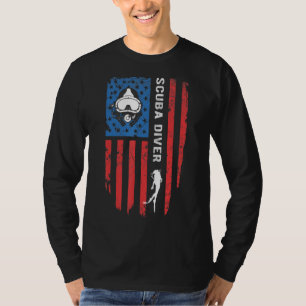 Camiseta Scuba Diving Scuba Diver American Flag Usa Flag