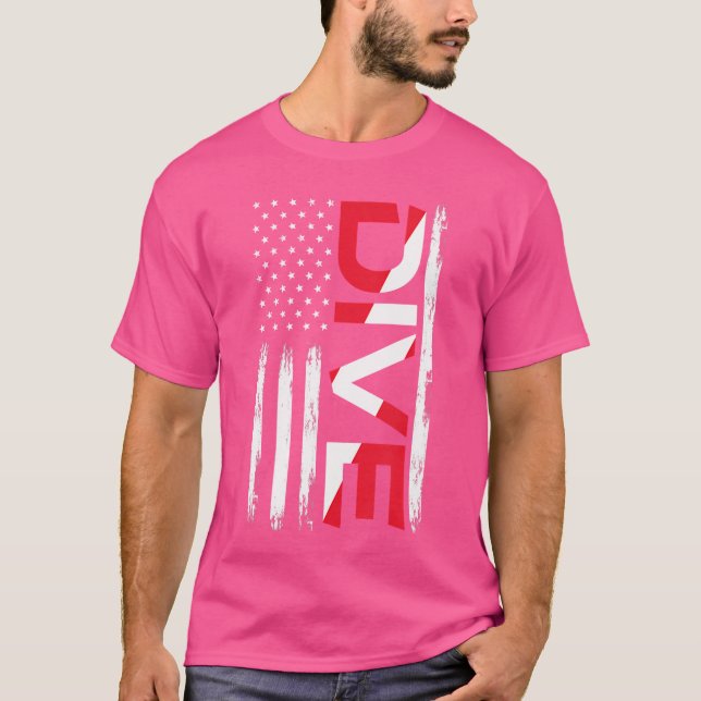 Camiseta Scuba Merging Dive American Flag Diver Flag (Frente)