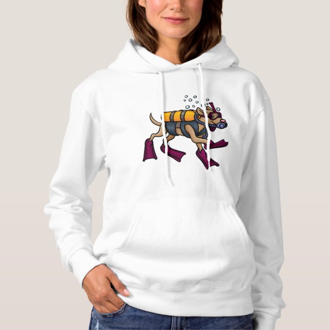 Camiseta Scuba Mergulhando Cachorro Mente Hoodie (Frente)