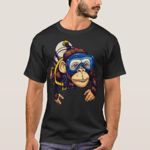 Camiseta Scuba Mergulhando Macaco Cuta Em Scuba Merging Ge