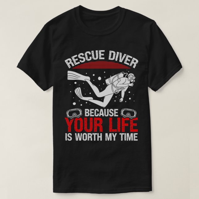 Camiseta Scuba Rescuba Merge Engraçando Mergulhador Engraça (Frente do Design)