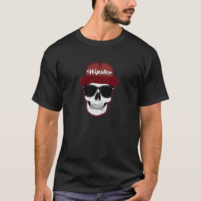 Camiseta Scull do hipster (Frente)