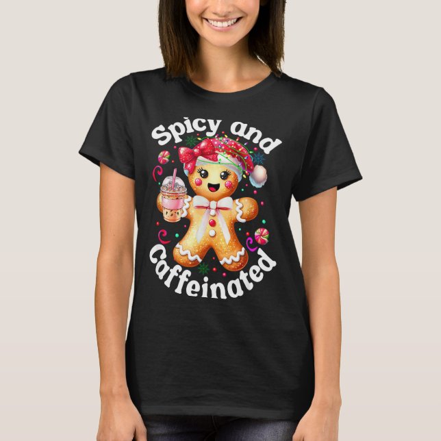 Camiseta Scy And Caffeinated Coffee Cute Gingerbread Christ (Frente)