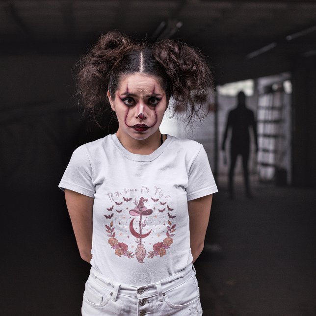 Camiseta Se A Vassoura Ajustado, Voa Para O Dia Das Bruxas (Halloween Family Matching T-Shirt )