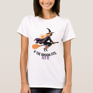 Camiseta "Se a Vassoura Serve, Voar" Bruxa