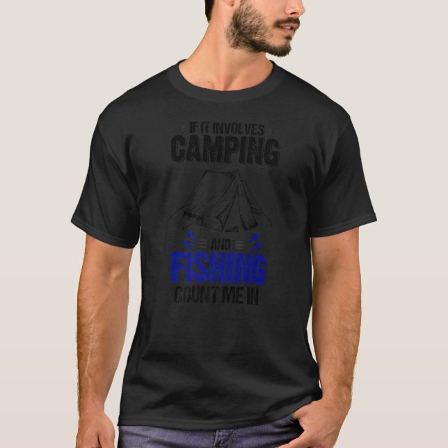 Camiseta Se Envolve Acampamento E Pesca Conte Comigo (Frente)