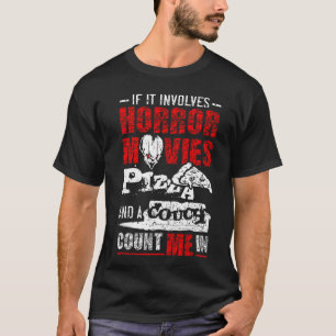 Camiseta Se envolve filmes de terror Pizza e um Sofá Hor