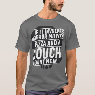 Camiseta Se envolve Horror Pizza e um sofá me conte