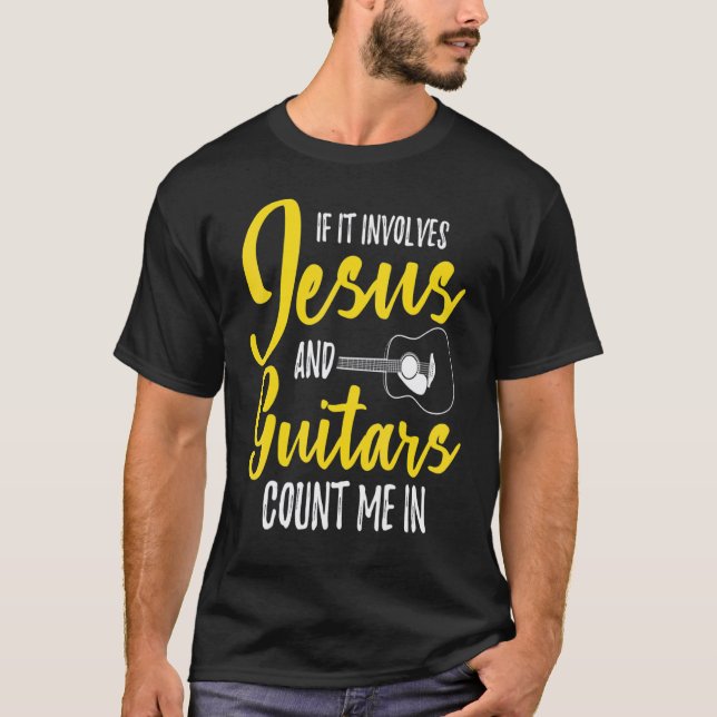 Camiseta Se Envolve Jesus E Violões Cristão Guitarra (Frente)