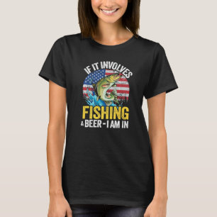 Camiseta Se Envolve Pesca e Cerveja Estou Dentro Bandeira A
