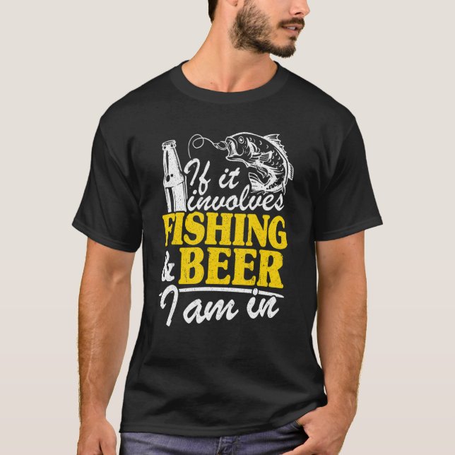 Camiseta Se Envolve Pesca e Cerveja Eu Estou Dentro Pescado (Frente)